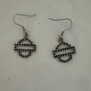 Harley-Davidson Black and Silver Logo Earrings